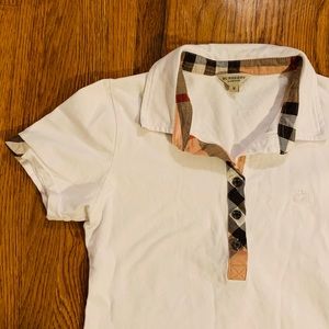 Burberry London Plaid and White Polo